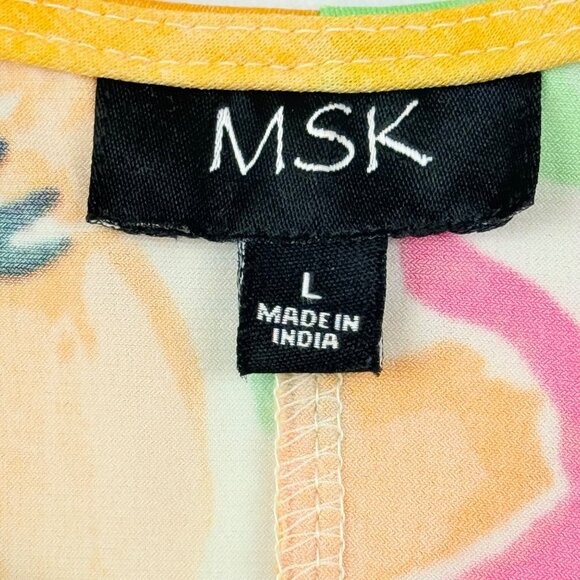 MSK Womens Pullover Stretch Ivory Multi Floral Print Short Sleeve Dress Sz L NWT - Picture 11 of 13